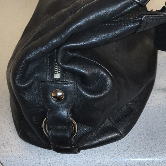 Coach Midsize Black Leather Tote Bag - Picture 11 of 16